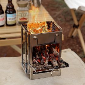 Wood Burning Camp Stove Stainless Steel Folding Camp Stove - 210*200*270mm