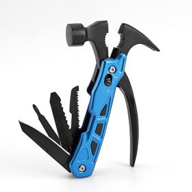 Multi-function Hammer Camping Gear Multitool Portable Outdoor Survival Gear Emergency Life-saving Hammer Escape Tool - Blue