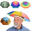 Portable Rain Hat Outdoor Folding Umbrella Fishing Sun Shade Anti-UV Camping Fishing Headwear Cap Beach Head Hat Accessory - Sky Blue