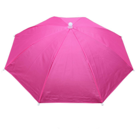 Portable Rain Hat Outdoor Folding Umbrella Fishing Sun Shade Anti-UV Camping Fishing Headwear Cap Beach Head Hat Accessory - Rose