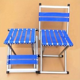 1pc Durable Folding Stool; Portable Stool For Camping Fishing; Fishing Accessories - Blue - Backrest