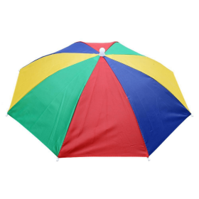 Portable Rain Hat Outdoor Folding Umbrella Fishing Sun Shade Anti-UV Camping Fishing Headwear Cap Beach Head Hat Accessory - Watermelon Rind