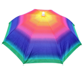 Portable Rain Hat Outdoor Folding Umbrella Fishing Sun Shade Anti-UV Camping Fishing Headwear Cap Beach Head Hat Accessory - Colored Stripes