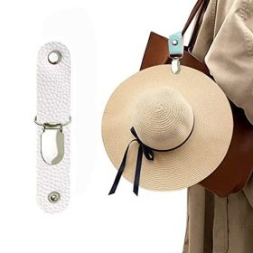 Leather Hat Holder Clip For Travel On Bag Backpack Luggage; Multifunctional Cap Clip; Travel And Camping Accessories - White