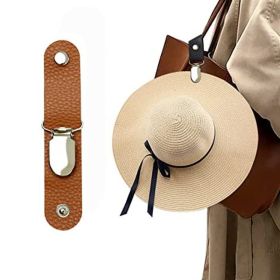 Leather Hat Holder Clip For Travel On Bag Backpack Luggage; Multifunctional Cap Clip; Travel And Camping Accessories - Brown