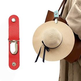 Leather Hat Holder Clip For Travel On Bag Backpack Luggage; Multifunctional Cap Clip; Travel And Camping Accessories - Red