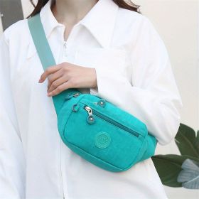 Simple Waist Bag; Letter Patch Decor Crossbody Bag; Casual Nylon Phone Bag For Outdoor Travel Sports - Sky Blue