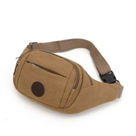 Men's Solid Canvas Crossbody & Waist Bag - Coffee Color