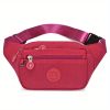 Simple Waist Bag; Letter Patch Decor Crossbody Bag; Casual Nylon Phone Bag For Outdoor Travel Sports - Red