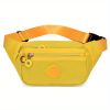 Simple Waist Bag; Letter Patch Decor Crossbody Bag; Casual Nylon Phone Bag For Outdoor Travel Sports - Yellow