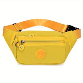 Simple Waist Bag; Letter Patch Decor Crossbody Bag; Casual Nylon Phone Bag For Outdoor Travel Sports - Yellow