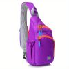 Waterproof Nylon Fanny Pack; Trendy Zipper Sling Bag With Side Pocket For Outdoor Sports - Purple