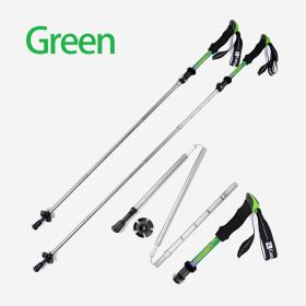 Lightweight 5-section Foldable 7075 Trekking Pole Hiking Pole - Green