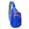 Waterproof Nylon Fanny Pack; Trendy Zipper Sling Bag With Side Pocket For Outdoor Sports - Blue