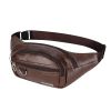 PU Chest Bag Solid Color Lightweight Travel Waist Bag Daily Commuting Large-capacity Messenger Chest Bag - Coffee