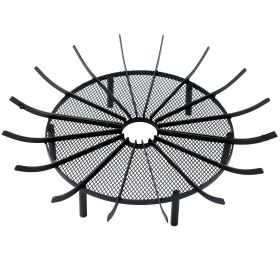 Fire Grate Log Grate Wrought Iron Fire Pit Round Spider Wagon Wheel Carbon frame - black