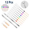 Stainless Steel Roasting Sticks Set 31.9in Extendable Telescoping Marshmallow Hot Dog Fork Skewers Set - Wooden & Silver