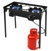 150000 BTU Double Burner Outdoor Stove BBQ Grill - black