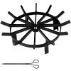 Backyard Camping Round Fire Pit Wheels Fire Pit Grate  - Black - 20 x 20 inch