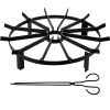 Backyard Camping Round Fire Pit Wheels Fire Pit Grate  - Black - 24 x 24 inch