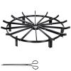 Backyard Camping Round Fire Pit Wheels Fire Pit Grate  - Black - 32 x 32 inch