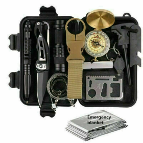 Camping Hiking Outdoor Emergency Survival Kit - Black - Survival Kit