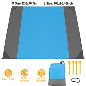 108x96.46in Sand Proof Picnic Blanket Water Resistant Foldable Camping Beach Mat  - Blue - L