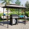 8 x 5 FT Grill Pergola Tent with Air Vent Double Tiered BBQ Gazebo Outdoor Barbecue Canopy, Khaki/Gray - Gray