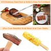 Stainless Steel Roasting Sticks Set 31.9in Extendable Telescoping Marshmallow Hot Dog Fork Skewers Set - Wooden & Silver