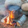 Stainless Steel Camping Pot Holder Outdoor BBQ Mesh Portable Wilderness Firewood Holder Camping Stove Accessories - Round + square