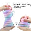 550ML Collapsible Water Bottles Outdoor Sports Fold Water Cup Silicone Leakproof Portable Kettle Travel Children Adult Bottle - 550ML - A