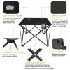 Foldable Camping Table Portable Picnic Table Lightweight Travel Desk - Black