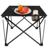 Foldable Camping Table Portable Picnic Table Lightweight Travel Desk - Black