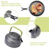 Outdoor set of pots and pans 2-3 people camping teapot cutlery set three sets of cookware - VNJF-green