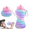 550ML Collapsible Water Bottles Outdoor Sports Fold Water Cup Silicone Leakproof Portable Kettle Travel Children Adult Bottle - 550ML - I