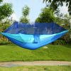 600lbs Load 2 Persons Hammock with Mosquito Net Outdoor Hiking Camping Hommock Portable Nylon Swing Hanging Bed - Blue