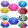 Portable Rain Hat Outdoor Folding Umbrella Fishing Sun Shade Anti-UV Camping Fishing Headwear Cap Beach Head Hat Accessory - Rose