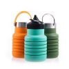 500ML Large Capacity Silicone Sports Water Bottle Outdoor Folding Water Cup For Climbing Travel - 500ml Blue-A