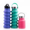 500ML Large Capacity Silicone Sports Water Bottle Outdoor Folding Water Cup For Climbing Travel - 500ml Pink-B