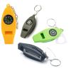 4 In 1 Emergency Survival Whistle With Compass Thermometer Magnifier For Hiking Camping Hunting Fishing - Yellow