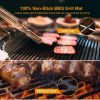 BBQ Grill Mat Non-Stick Mesh Mat Baking Sheet Liner Reusable Reversible Washable  - Black