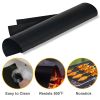 2Pcs BBQ Grill Mat Non-Stick Mat Baking Mat Reusable Reversible Washable FDA-Approved - 2Pcs - Black