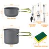 8Pcs Camping Cooking Ware Set Camping Stove Cookware Set Aluminum Pot Foldable Knife Fork Spoon Set for Hiking Picnic Outdoor - Grey