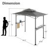 8 x 5 FT Grill Pergola Tent with Air Vent Double Tiered BBQ Gazebo Outdoor Barbecue Canopy, Khaki/Gray - Gray