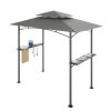 8 x 5 FT Grill Pergola Tent with Air Vent Double Tiered BBQ Gazebo Outdoor Barbecue Canopy, Khaki/Gray - Gray