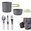 Outdoor Pot Set For 1-2 People Portable Camping Cooker With Cutlery - SI05-green