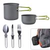 Outdoor Pot Set For 1-2 People Portable Camping Cooker With Cutlery - SI05-orange