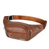 PU Chest Bag Solid Color Lightweight Travel Waist Bag Daily Commuting Large-capacity Messenger Chest Bag - Brown