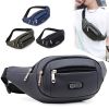 Black High-capacity Fanny Pack; Male Outdoor Sports Fashion Mobile Phone Bag; Waterproof Running Cross-body Business Purse; Waist Bag - Black