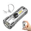 1pc Mini Portable LED Flashlight With Keychain; USB Charging Warning Light For Outdoor Camping Emergency - Transparent